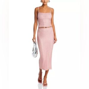 Aqua Co Ord Set Crystal Embellished Mesh Midi Skirt And Top Size Small